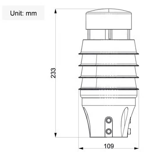 Ultrasonic anemometer size