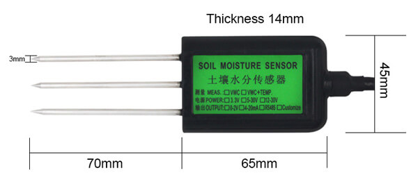 soil moisture sensor size