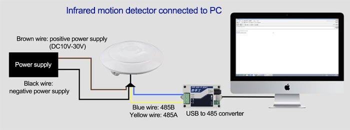 Infrared motion detector connected to PC