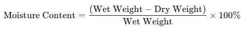 Soil moisture calculation formula by weighing method